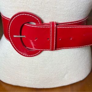 Vintage Patent Leather Belt Red Unbranded Size 10/ M